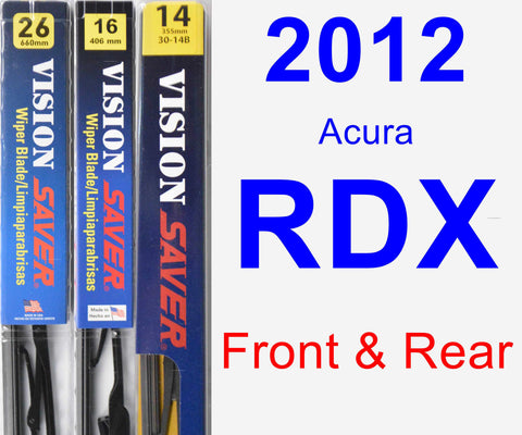 Front & Rear Wiper Blade Pack for 2012 Acura RDX - Vision Saver