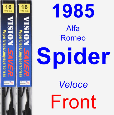 Front Wiper Blade Pack for 1985 Alfa Romeo Spider - Vision Saver