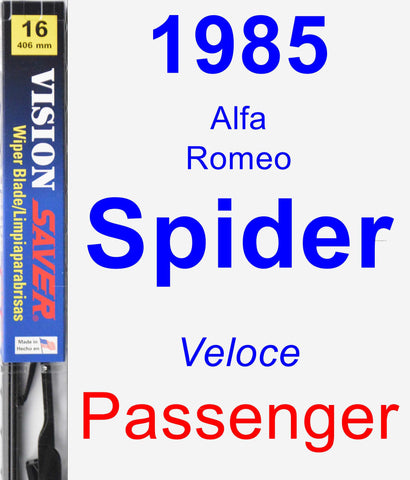 Passenger Wiper Blade for 1985 Alfa Romeo Spider - Vision Saver
