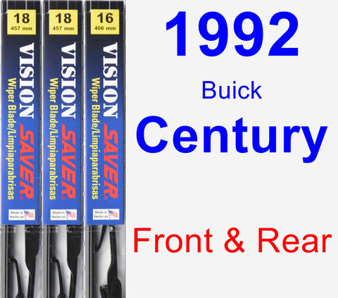 Front & Rear Wiper Blade Pack for 1992 Buick Century - Vision Saver
