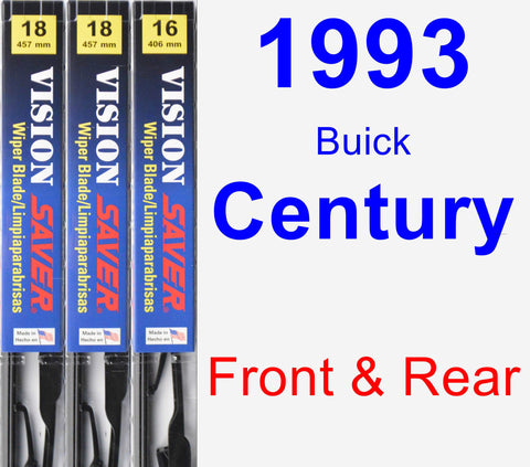 Front & Rear Wiper Blade Pack for 1993 Buick Century - Vision Saver