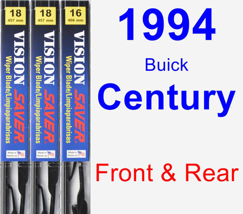 Front & Rear Wiper Blade Pack for 1994 Buick Century - Vision Saver