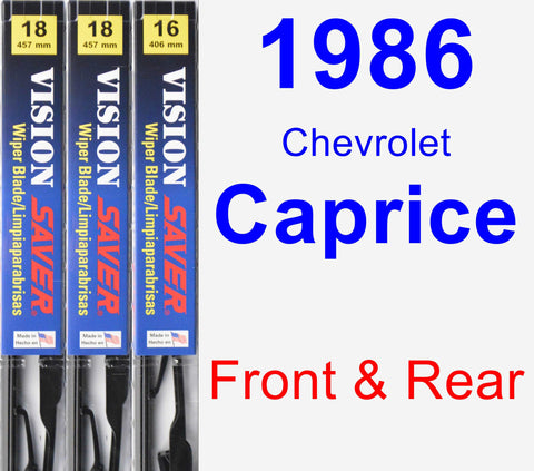 Front & Rear Wiper Blade Pack for 1986 Chevrolet Caprice - Vision Saver