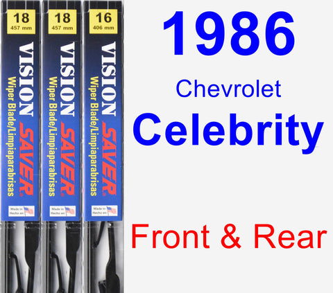 Front & Rear Wiper Blade Pack for 1986 Chevrolet Celebrity - Vision Saver