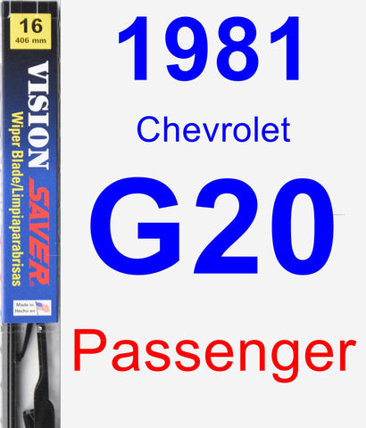 Passenger Wiper Blade for 1981 Chevrolet G20 - Vision Saver