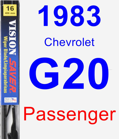 Passenger Wiper Blade for 1983 Chevrolet G20 - Vision Saver