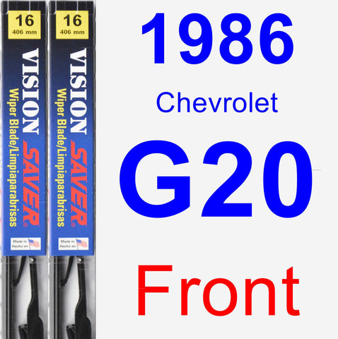 Front Wiper Blade Pack for 1986 Chevrolet G20 - Vision Saver