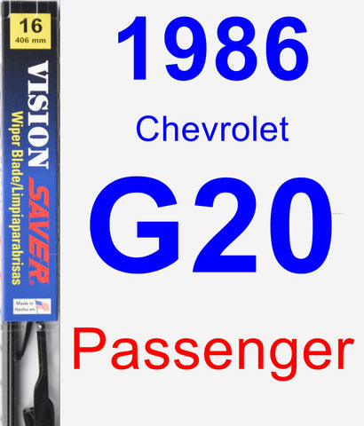 Passenger Wiper Blade for 1986 Chevrolet G20 - Vision Saver