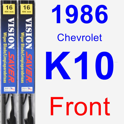 Front Wiper Blade Pack for 1986 Chevrolet K10 - Vision Saver