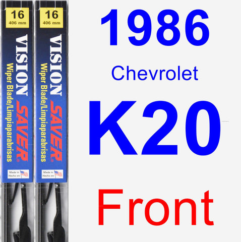 Front Wiper Blade Pack for 1986 Chevrolet K20 - Vision Saver
