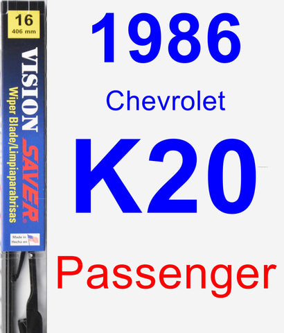 Passenger Wiper Blade for 1986 Chevrolet K20 - Vision Saver