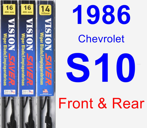 Front & Rear Wiper Blade Pack for 1986 Chevrolet S10 - Vision Saver