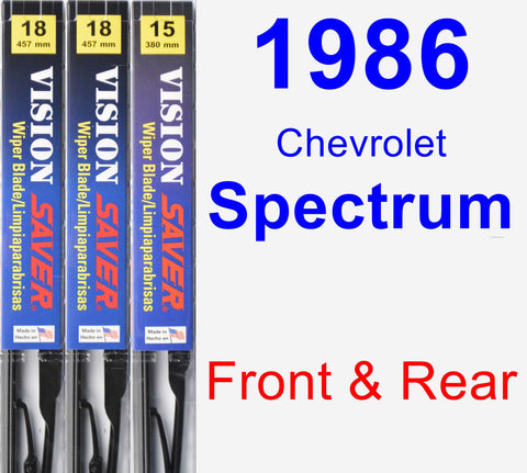Front & Rear Wiper Blade Pack for 1986 Chevrolet Spectrum - Vision Saver