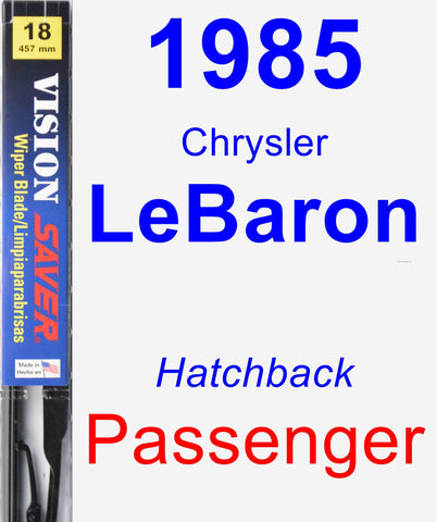 Passenger Wiper Blade for 1985 Chrysler LeBaron - Vision Saver