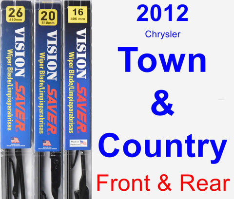 Front & Rear Wiper Blade Pack for 2012 Chrysler Town & Country - Vision Saver