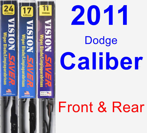 Front & Rear Wiper Blade Pack for 2011 Dodge Caliber - Vision Saver