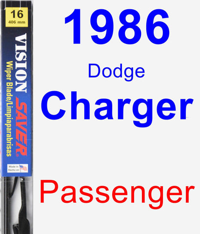 Passenger Wiper Blade for 1986 Dodge Charger - Vision Saver