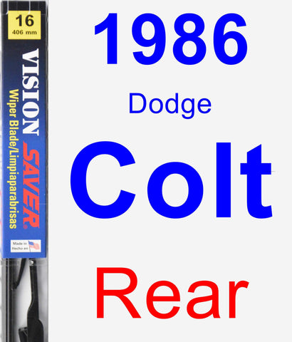 Rear Wiper Blade for 1986 Dodge Colt - Vision Saver