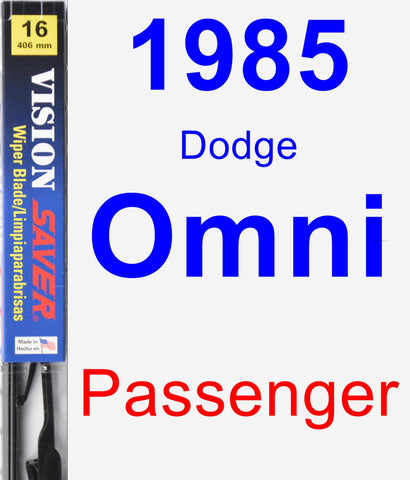 Passenger Wiper Blade for 1985 Dodge Omni - Vision Saver
