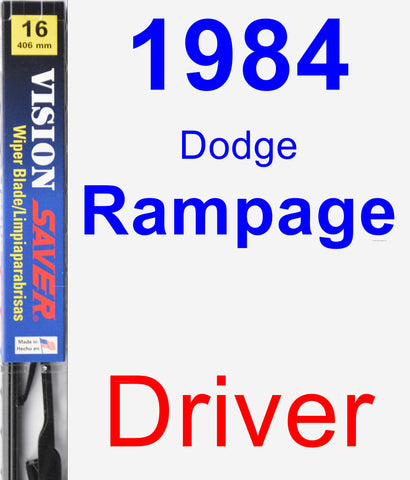 Driver Wiper Blade for 1984 Dodge Rampage - Vision Saver