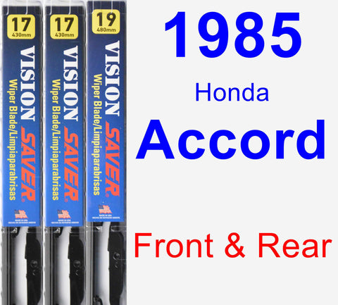 Front & Rear Wiper Blade Pack for 1985 Honda Accord - Vision Saver