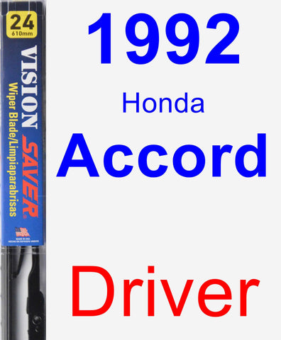 Driver Wiper Blade for 1992 Honda Accord - Vision Saver