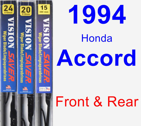 Front & Rear Wiper Blade Pack for 1994 Honda Accord - Vision Saver