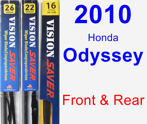 Front & Rear Wiper Blade Pack for 2010 Honda Odyssey - Vision Saver