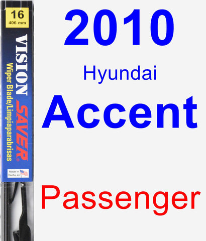 Passenger Wiper Blade for 2010 Hyundai Accent - Vision Saver