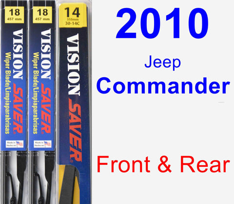 Front & Rear Wiper Blade Pack for 2010 Jeep Commander - Vision Saver