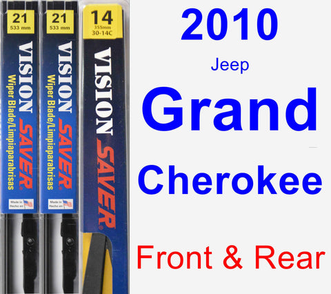 Front & Rear Wiper Blade Pack for 2010 Jeep Grand Cherokee - Vision Saver
