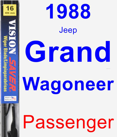 Passenger Wiper Blade for 1988 Jeep Grand Wagoneer - Vision Saver
