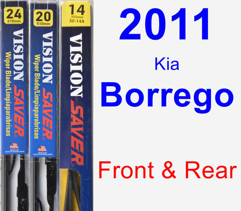 Front & Rear Wiper Blade Pack for 2011 Kia Borrego - Vision Saver