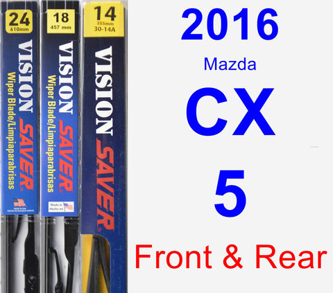 Front & Rear Wiper Blade Pack for 2016 Mazda CX-5 - Vision Saver
