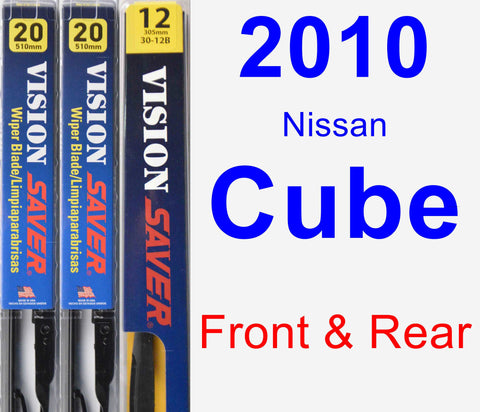 Front & Rear Wiper Blade Pack for 2010 Nissan Cube - Vision Saver