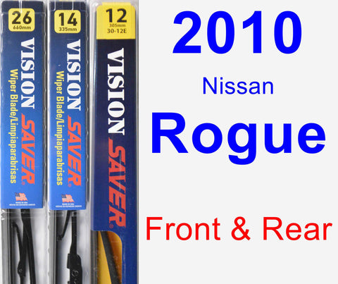 Front & Rear Wiper Blade Pack for 2010 Nissan Rogue - Vision Saver