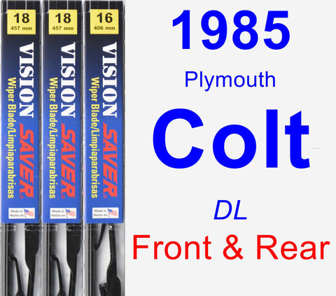Front & Rear Wiper Blade Pack for 1985 Plymouth Colt - Vision Saver