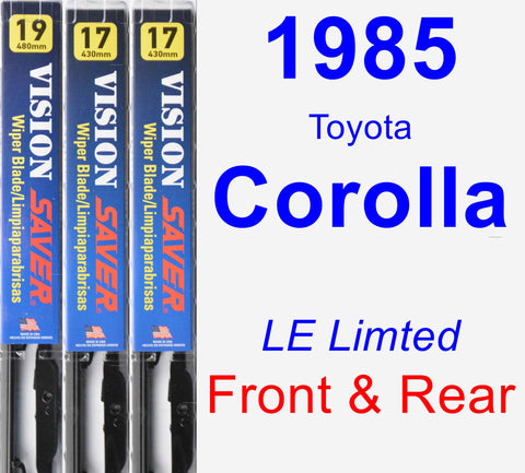Front & Rear Wiper Blade Pack for 1985 Toyota Corolla - Vision Saver