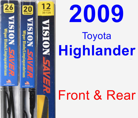 Front & Rear Wiper Blade Pack for 2009 Toyota Highlander - Vision Saver