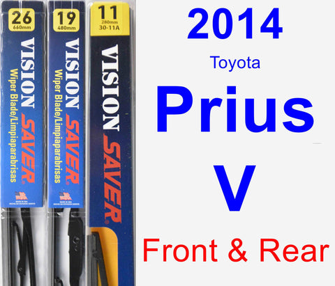 Front & Rear Wiper Blade Pack for 2014 Toyota Prius V - Vision Saver
