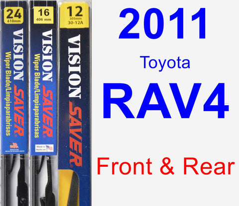Front & Rear Wiper Blade Pack for 2011 Toyota RAV4 - Vision Saver
