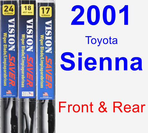 Front & Rear Wiper Blade Pack for 2001 Toyota Sienna - Vision Saver