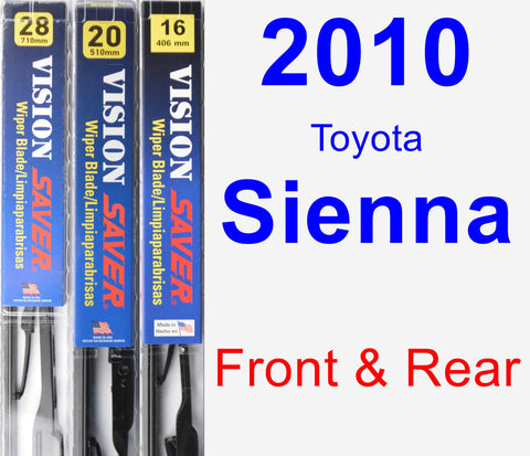 Front & Rear Wiper Blade Pack for 2010 Toyota Sienna - Vision Saver