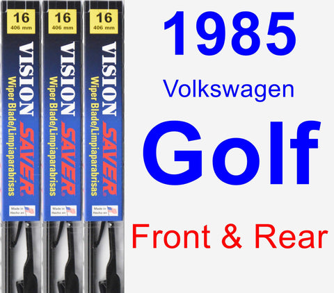 Front & Rear Wiper Blade Pack for 1985 Volkswagen Golf - Vision Saver