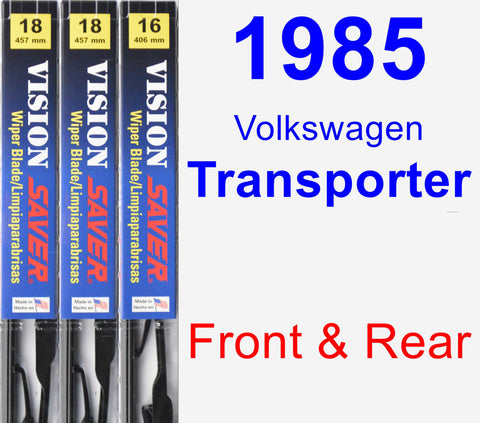 Front & Rear Wiper Blade Pack for 1985 Volkswagen Transporter - Vision Saver