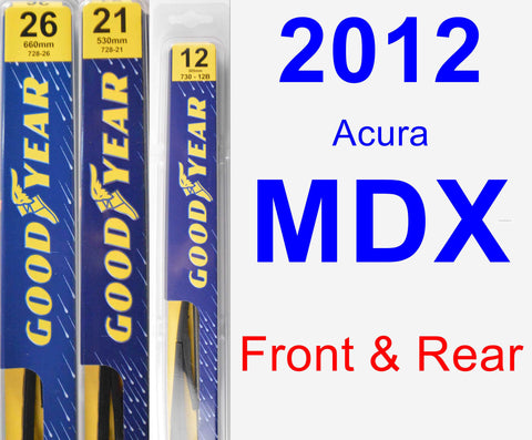 Front & Rear Wiper Blade Pack for 2012 Acura MDX - Premium