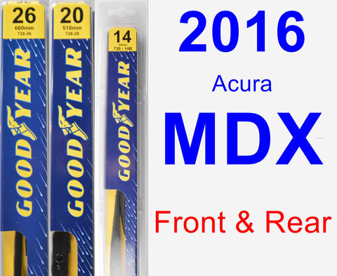 Front & Rear Wiper Blade Pack for 2016 Acura MDX - Premium