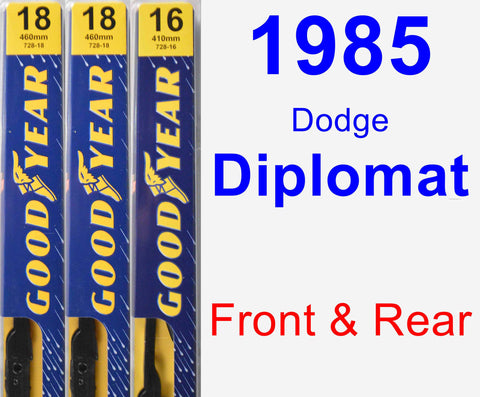 Front & Rear Wiper Blade Pack for 1985 Dodge Diplomat - Premium