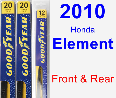 Front & Rear Wiper Blade Pack for 2010 Honda Element - Premium