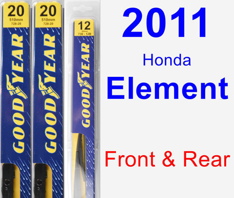 Front & Rear Wiper Blade Pack for 2011 Honda Element - Premium